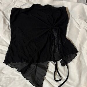 Black Sheer Ruched Top